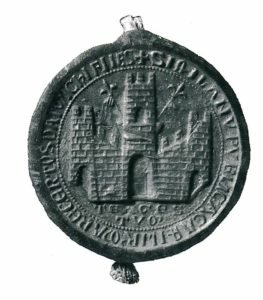 Impronta del sigillo del Comune di Trieste su un documento del 1369